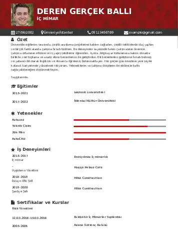 İç Mimar Cv Örnekleri cv indir